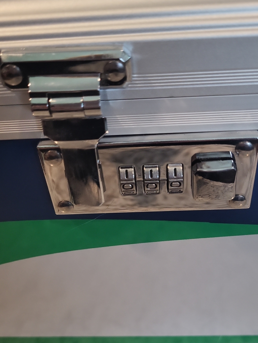 NEW Silver and Green Aluminum Storage Case with Combination Lock - Picture 2 of 6